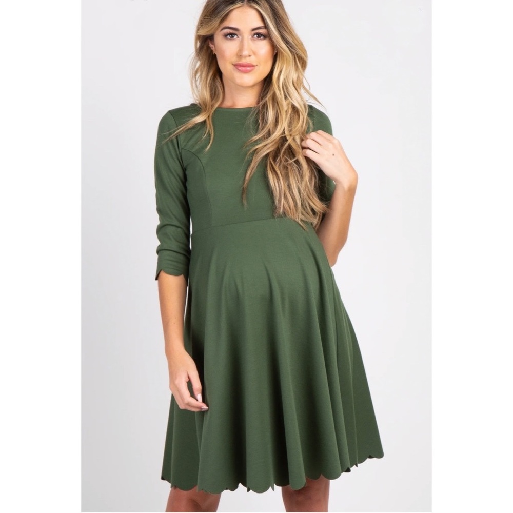NWT Olive Scalloped Hem Maternity Dress